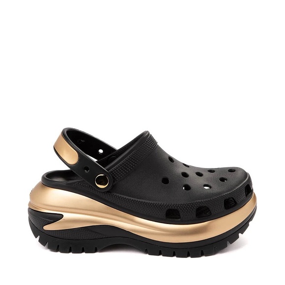 MEGA CRUSH CROCS Black and Gold Mules 🫶🏽Jibbitz Sold Separately 🫶🏽 - Picture 1 of 12